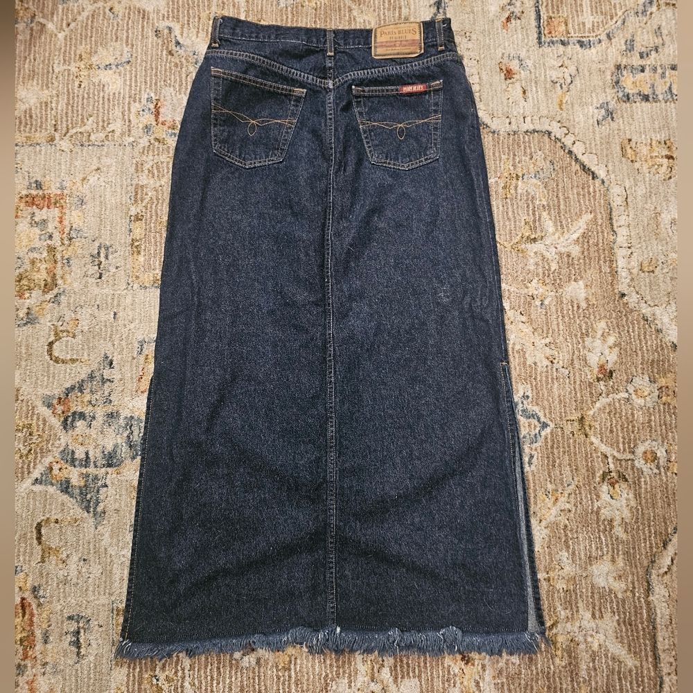 Vintage Paeis Blues denim Maxi Skirt with side slits. Excellent condition sz 13